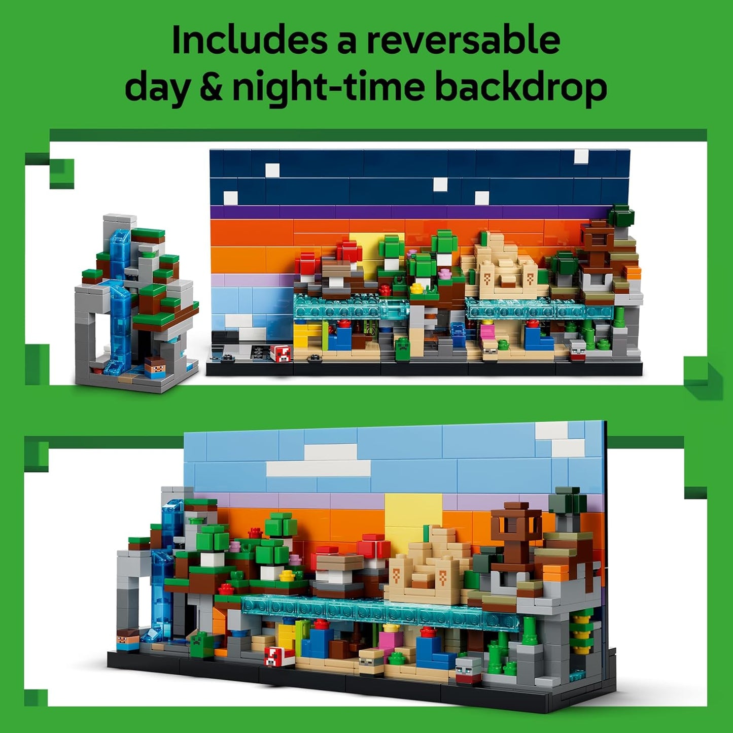 LEGO Minecraft Mini Biomas - Kit de Decoração de Quarto em Miniatura DIY - Quebra-cabeça 3D com 5 Microfiguras - Presente Gamer para Meninos, Meninas e Adolescentes a partir de 12 Anos - 21589