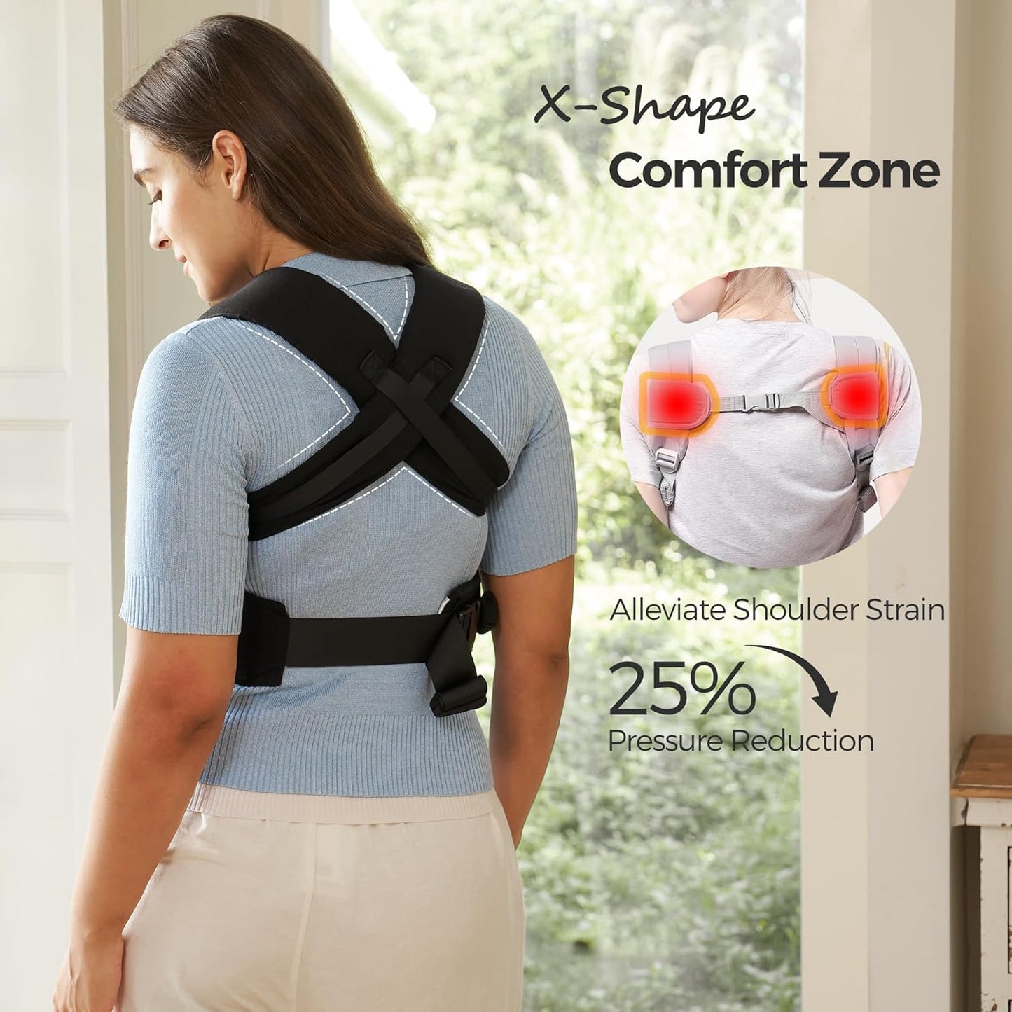 Momcozy Newborn Carrier WeeSnug - Leve e confortável para 3,2-11,3 kg, suporte ergonômico cruzado para as costas, fácil de colocar, carregador de bebê com viva-voz e suporte lombar, preto