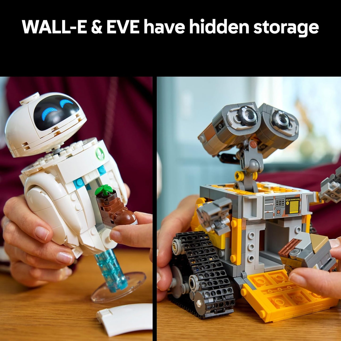 LEGO | Disney Pixar WALL-E e EVE - Kit de Modelo para Exibição para Adultos - Robôs Montados com Peças e Figuras de M-O e Hal - Decoração DIY para Casa - Presente Colecionável para Fãs - 43279
