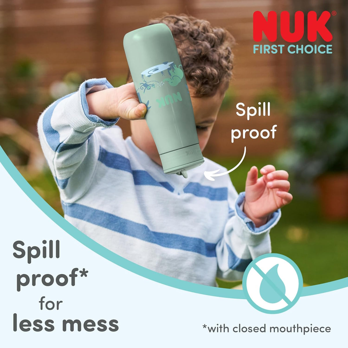NUK Garrafa de Água First Choice com Canudo Retrátil | 24+ Meses | 450 ml | Canudo Resistente a Mordidas | Garrafa Antivazamento | Pinguim Laranja | 1 Unidade