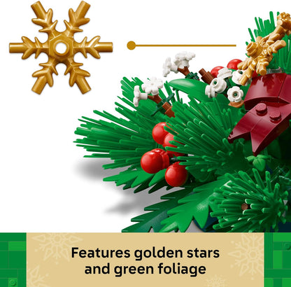 LEGO Decoração de mesa de Natal - Brinquedo decorativo com vela, frutos vermelhos, estrelas douradas e folhagem - Atividade divertida para toda a família - Presente para meninas, meninos e adolescentes a partir de 12 anos - 40743