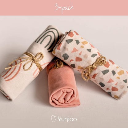 YUNIOO™ Pacote com 3 lençóis ajustáveis para berço, lençóis ajustáveis para moisés, também para carrinhos de bebê, berços, carrinhos de bebê, trocadores e capas para trocadores. 100% algodão macio, adequado para diferentes colchões. 80 x 40 cm
