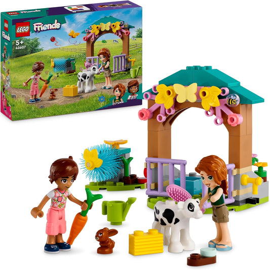 LEGO Friends Cobertizo para Vacas Bebé de Otoño, Set de Juego de Animales de Granja para Niñas, Niños y Niños de 5 años en adelante, con 2 Personajes de Minimuñecas, Figuras de Becerro y Conejo 42607
