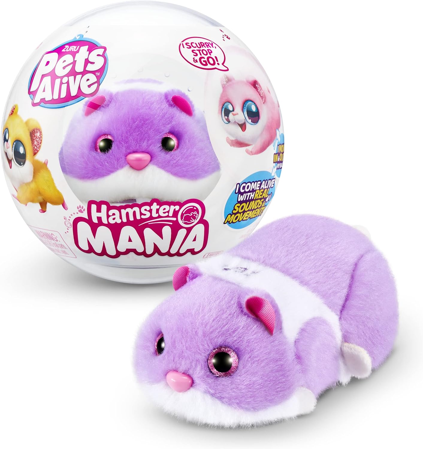 Pets Alive Hamstermania Roxo da ZURU Hamster, Animal de Estimação Eletrônico, Mais de 20 Sons Interativos, Bola de Brinquedo para Hamster para Meninas e Crianças (Roxo)