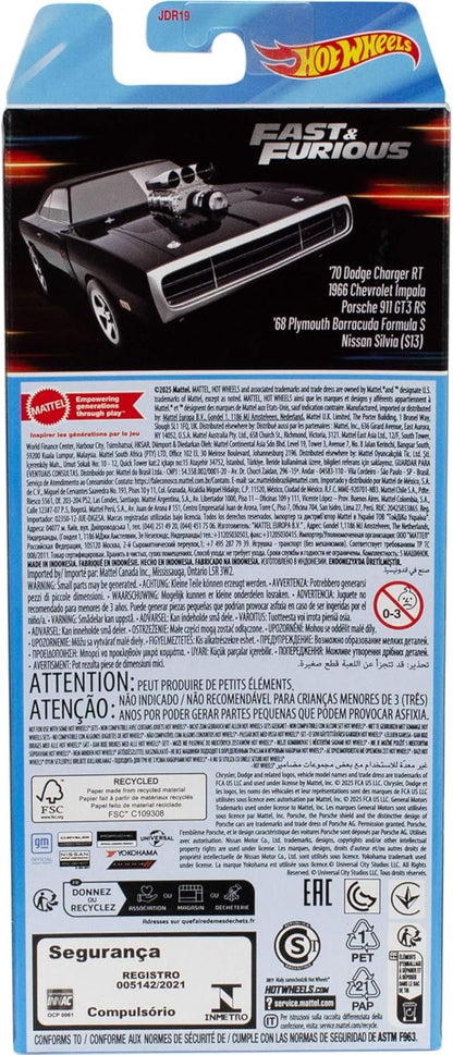 Hot Wheels Velozes e Furiosos, Conjunto de 5 Carrinhos de Brinquedo em Escala 1:64 Inspirados nos Filmes Velozes e Furiosos, JDR19