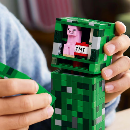LEGO Minecraft The Creeper Toy - Figura de monstro articulada com compartimento oculto, porco e elemento TNT - Conjunto de construção para meninos, meninas e fãs de jogos a partir de 10 anos - 21276