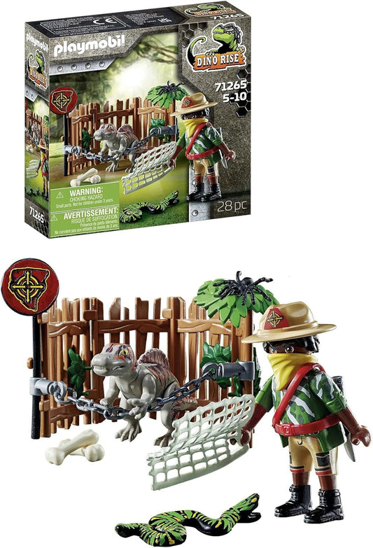 Playmobil 71265 Dino Rise Bebê Espinossauro, Dinossauro em uma gaiola, Jurassic World, Diversão para brincadeiras imaginativas, Conjuntos de brinquedo adequados para crianças a partir de 5 anos