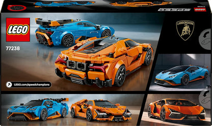 LEGO Speed Champions Lamborghini Revuelto e Huracán STO - Kit de Modelo de Carros de Corrida de Brinquedo com 2 Minifiguras de Pilotos - Presente de Aniversário para Meninos a partir de 10 Anos - 77238