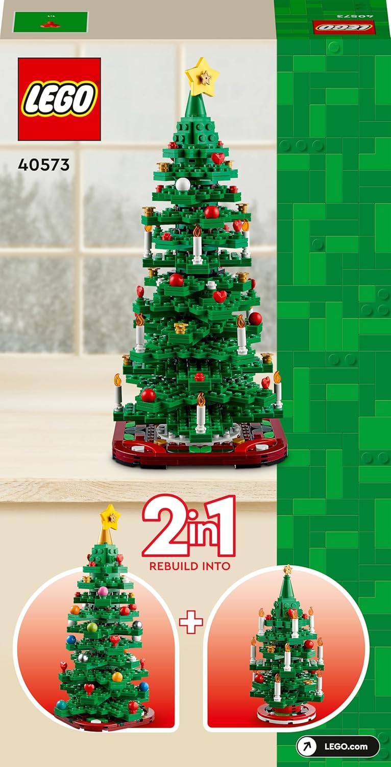 LEGO Conjunto de construção de árvore de Natal para meninos e meninas a partir de 9 anos, decoração festiva colecionável para casa, estimula a brincadeira imaginativa, atividade artesanal em família, ideia de presente para crianças 40573