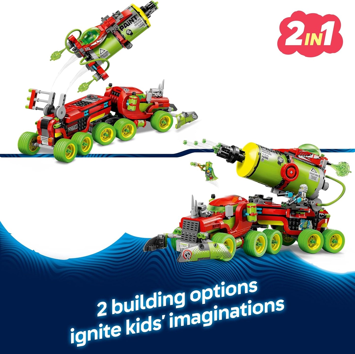 LEGO DREAMZzz 2 em 1, Caminhão de Tinta Spray do Mateo com 2 Modos de Construção, Boosters Modulares e 5 Minifiguras, incluindo Cooper e Sr. Oz - Presente Criativo de Aniversário para Meninos e Meninas a partir de 9 Anos - 71499
