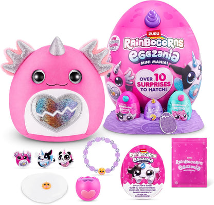 Rainbocorns ZURU Eggzania Mini Mania, Axolotl, por ZURU Plush Surprise Unboxing com brinquedo de pelúcia de animal, ideal para meninas com brincadeiras imaginárias (Axolotl)