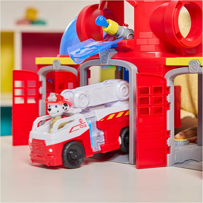 Paw Patrol Centro de Comando de Resgate de Incêndio com Figura do Bombeiro, Caminhão de Bombeiros de Resgate, Luzes, Lançador e Efeitos Sonoros, Brinquedo Infantil para Meninos e Meninas a partir de 3 Anos