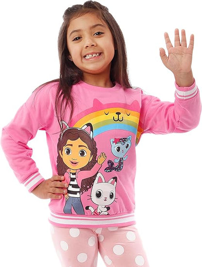 DREAMWORKS GABBY'S DOLLHOUSE Conjunto de moletom e leggings para meninas | Conjunto coordenado Pandy Paws e Mercat | Roupas e conjuntos para meninas | Idades de 3 a 10 anos | Produto oficial da Gabby