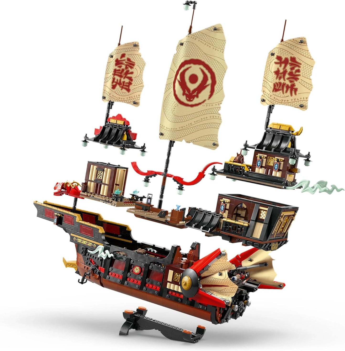LEGO NINJAGO The Temple Bounty - Barco de brinquedo interativo com velas móveis, além de 6 minifiguras, incluindo Cole, Zane e Nya - Presente para meninos maiores de 14 anos e fãs adolescentes de Dragons Rising - 71848