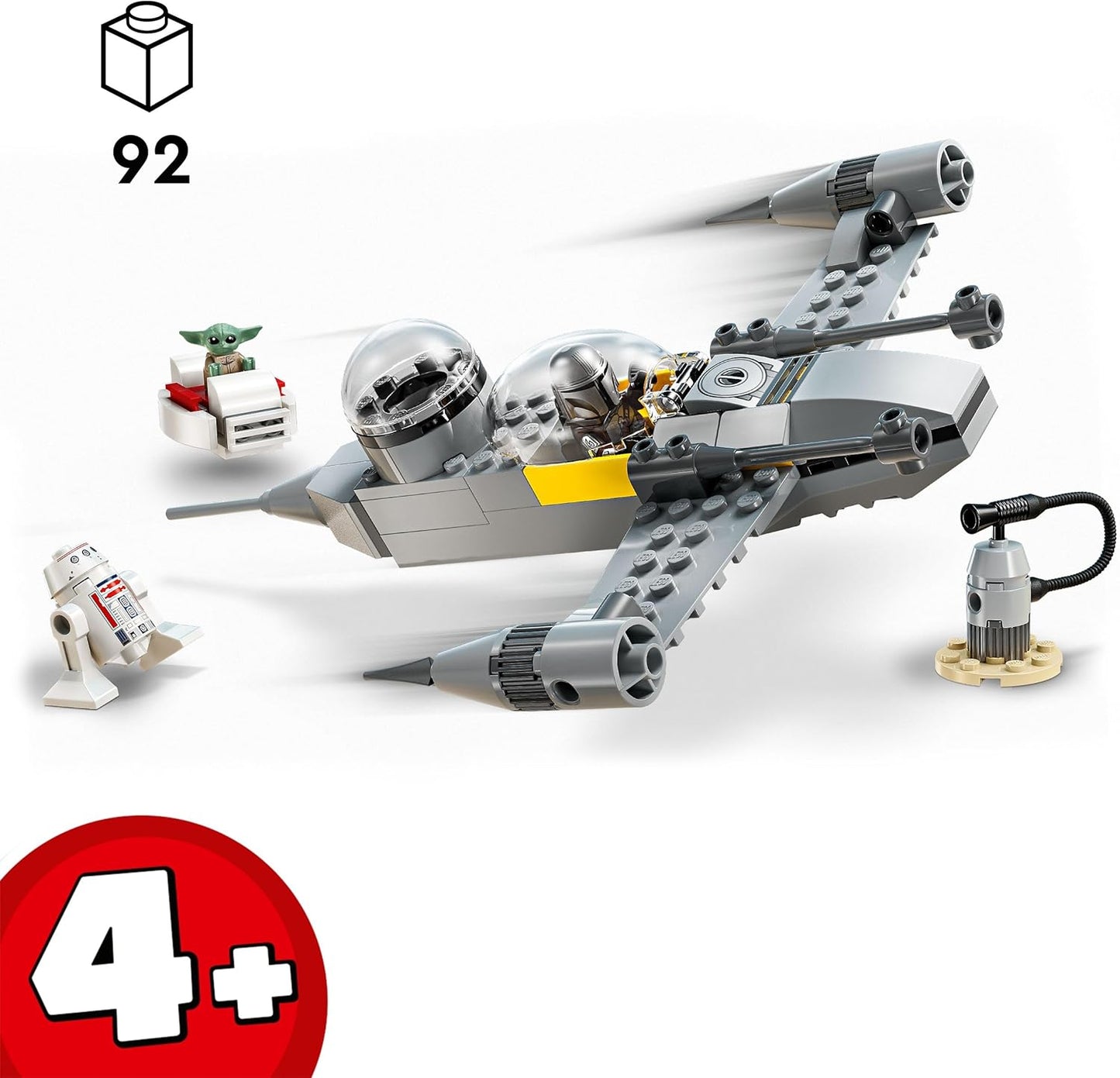 LEGO Star Wars 75410 Brinquedo de construção do Starfighter N-1 de Mando e Grogu com a minifugura Mandaloriana, figuras de Grogu e R5-D4, além de uma estação de abastecimento construída em tijolos