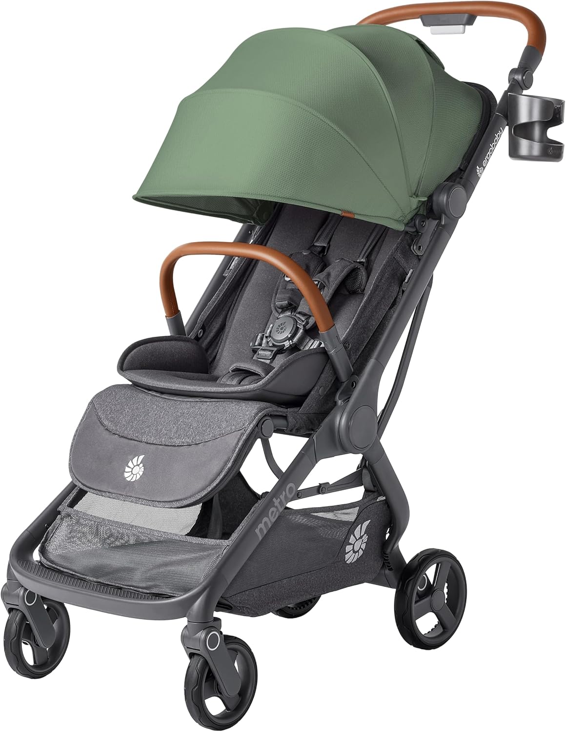 Ergobaby Carrinho de Bebê Metro 3 Deluxe com Função de Reclinação, Ideal para Bebês de 0 a 4 Anos (do Nascimento até 22kg), Dobrável com uma Só Mão e Compatível com Bebê Conforto, Verde Salgueiro