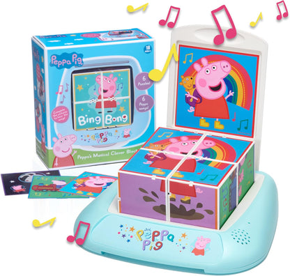 Blocos de quebra-cabeça musicais da Peppa Pig Wow! Stuff | Brinquedo educativo pré-escolar com 6 canções de ninar | Para crianças de 2, 3, 4 e 5 anos (brinquedos da Peppa Pig)