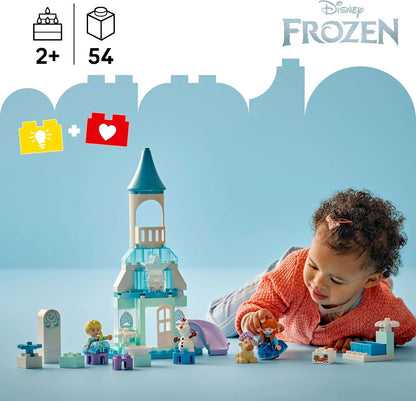 LEGO DUPLO│Festa do Castelo de Frozen da Disney Anna e Elsa - Brinquedo Educativo com 5 Figuras, incluindo Olaf e o Bebê Sven, além de um Bloco de Luz - Presente para crianças de 2 anos ou mais, meninas e meninos - 10455