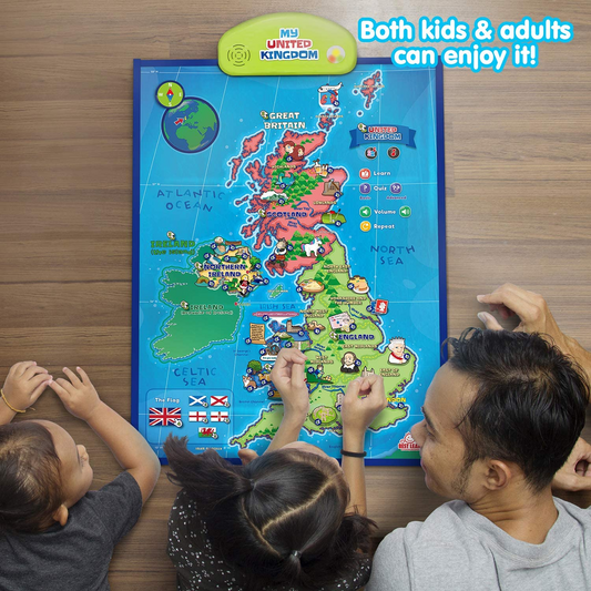 MEJOR APRENDIZAJE i-Poster Mi mapa interactivo del Reino Unido - Juguete educativo parlante para niños y niñas de 5 a 12 años | Videojuego de geografía del Reino Unido 5, 6, 7 regalo de cumpleaños