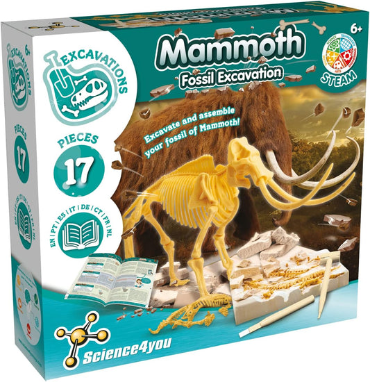 Science4you Kit de caça de fósseis de T Rex, Kit de caça de fósseis de mamute, Kit de escavação de fósseis de Brachiosaurus, Kit de escavação de fósseis de estegossauro, Kit de escavação de fósseis de triceratops para crianças