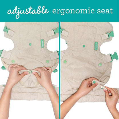 Infantino Canguru Flip 4 em 1 Nature & Nurture - Ergonômico, Conversível, Respirável, Pode ser usado virado para dentro ou para fora, na frente ou nas costas, para bebês de recém-nascidos a crianças de 3,6 a 14,5 kg, Cor Bege