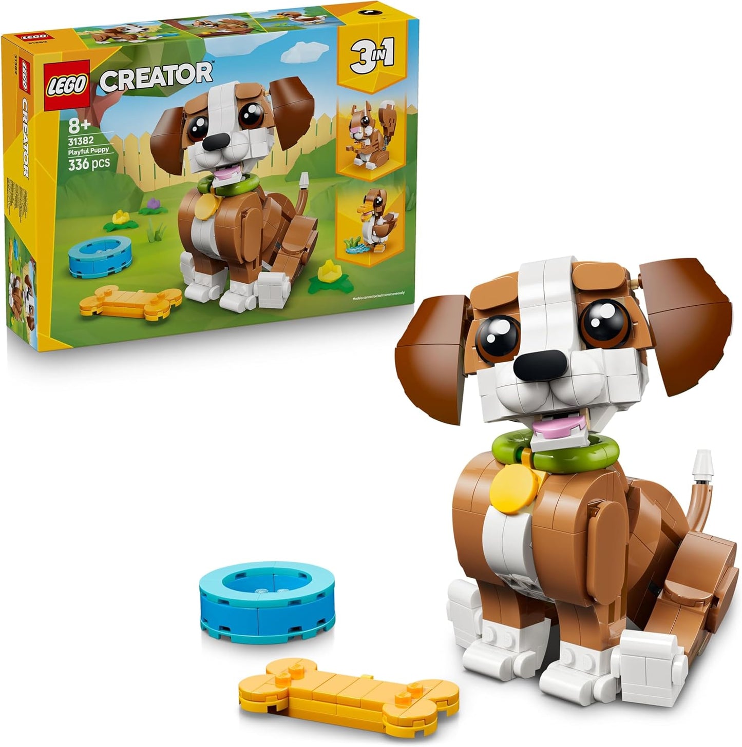 LEGO Creator 3 em 1 Animais Fofos: Cachorrinho de Brinquedo Divertido - Figura de Animal de Estimação que se Transforma em Esquilo ou Pato - Presente de Aniversário Criativo para Meninas e Meninos a partir de 8 Anos - 31382