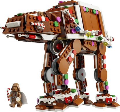 LEGO AT-AT Walker de Biscoito de Gengibre 40806 | Brinquedo para meninos e meninas a partir de 10 anos, minifigura de Darth Vader com sabre de luz, decoração festiva, presente de Natal, 697 peças