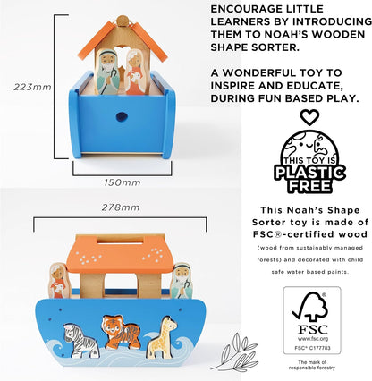 Le Toy Van TV212 Classificador de formas de Noé | Brinquedo sensorial para bebês com arca colorida e animais - adequado para crianças de 2 anos ou mais