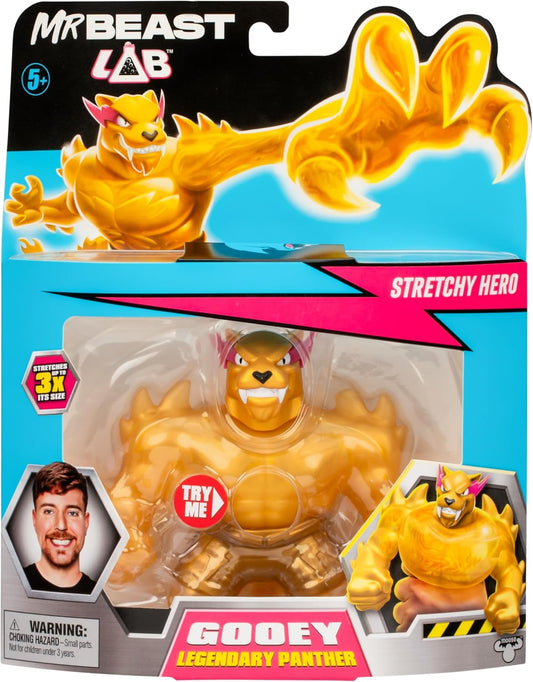 MrBeast Lab Heroes of Goo Jit Zu Goo Pantera Lendária: Aperte, esprema e estique a pantera do MrBeast até 3 vezes o seu tamanho. Colecione as 3! Azul