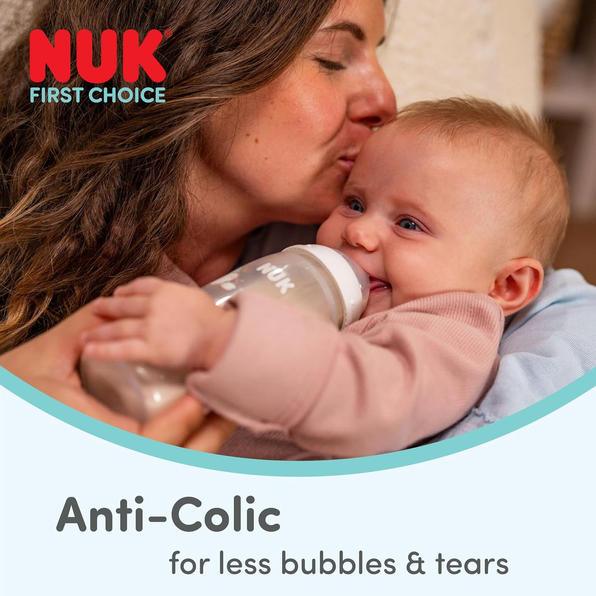 NUK Mamadeira First Choice | 6+ meses | 300 ml | Mamadeira anticólica | Polipropileno (PP) | Alças de fácil aderência | Baleia | 1 unidade