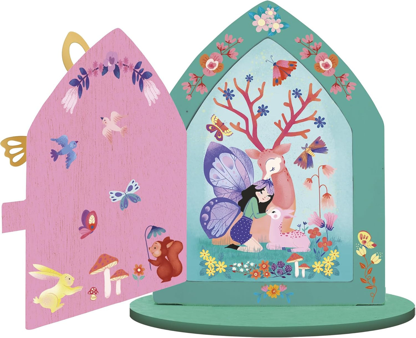 Janod - Porta de Madeira para Decorar Tema Fada - Para Pintar e Decorar - Les Atelier du Calme - Kit Lazer Criativo Infantil - Desenvolvimento Criatividade e Concentração - A partir de 6 Anos - J09169