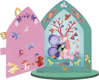 Janod - Porta de Madeira para Decorar Tema Fada - Para Pintar e Decorar - Les Atelier du Calme - Kit Lazer Criativo Infantil - Desenvolvimento Criatividade e Concentração - A partir de 6 Anos - J09169