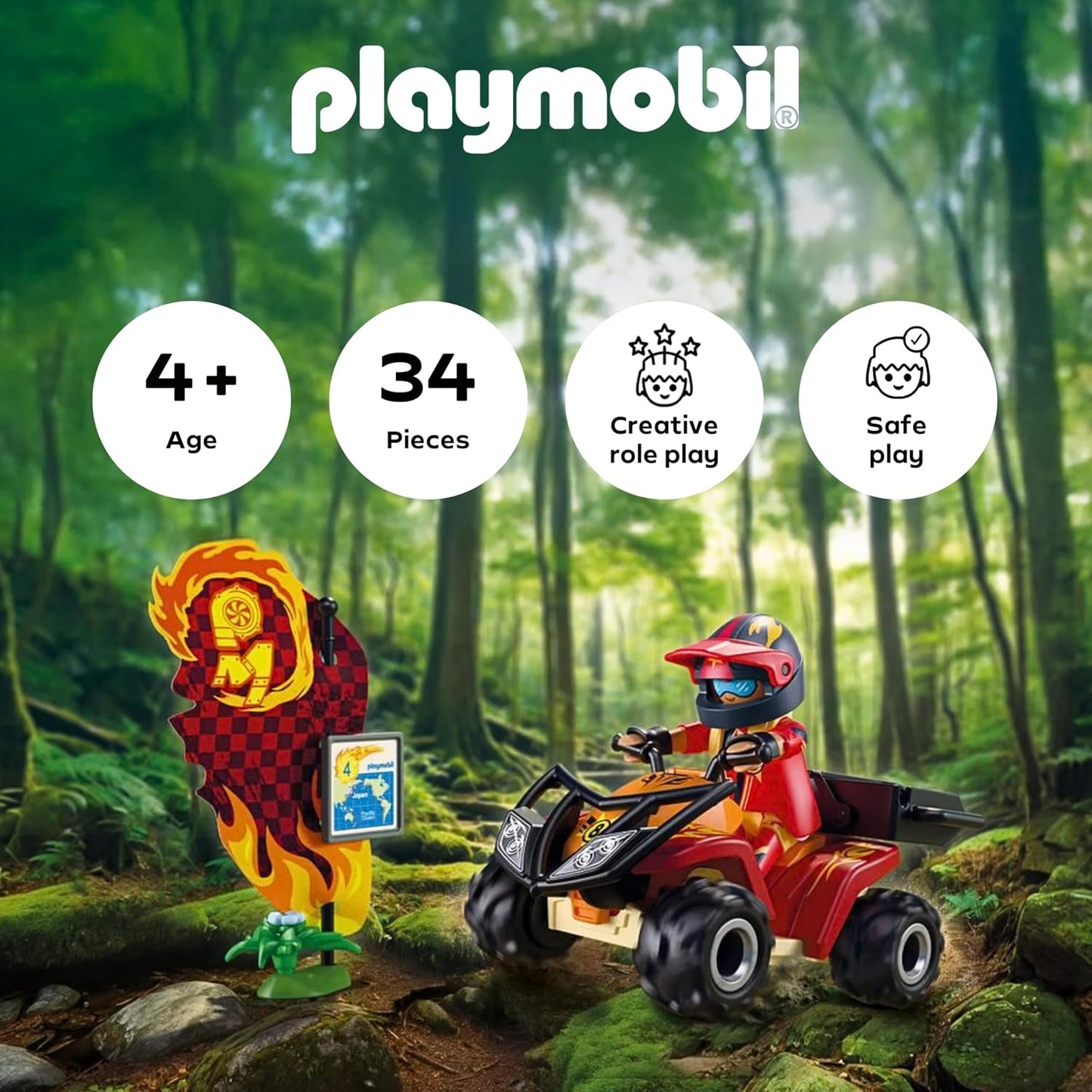 Playmobil | Veículos | Quadriciclo Off-road | Quadriciclo off-road com para-choque de proteção removível | brinquedo para crianças a partir de 4 anos | 72064