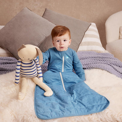 Love To Dream™ Saco de dormir , 18-36 meses - Azul Pebbles Storm | Manga comprida, leve, vestível e edredom | 2,5 Tog, ideal para inverno e outono (16–20 °C) | Algodão lavável à máquina e zíper duplo