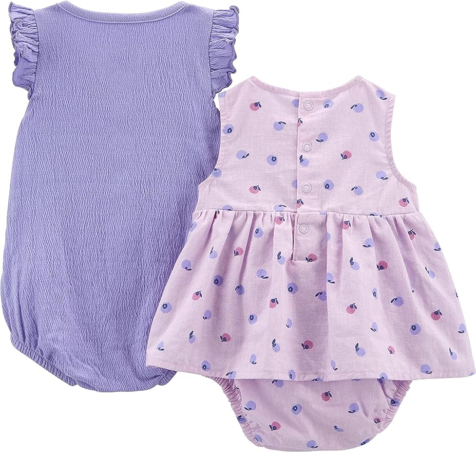 Simple Joys by Carter's BabyGirl Rompers Sem Mangas, Pacote com 2