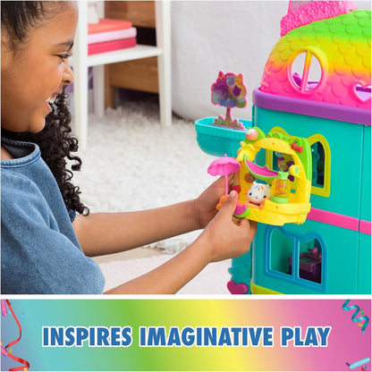 Gabby’s Dollhouse Conjunto de Brinquedo Cakey's Fruit Smoothie Balcony, 8 peças com figuras de brinquedo, acessórios para casa de bonecas e brincadeira sensorial, brinquedos infantis para meninas e meninos a partir de 3 anos.
