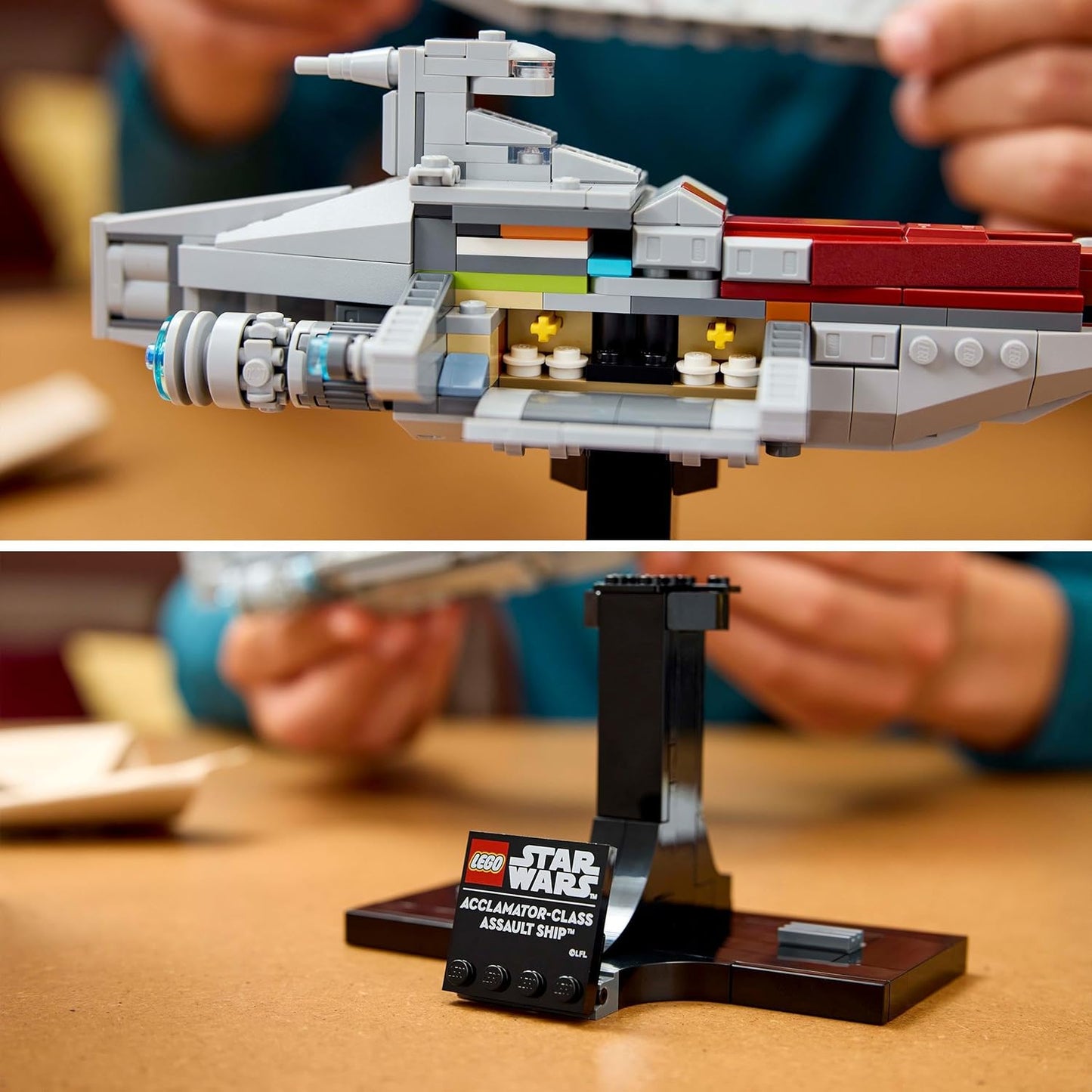LEGO Star Wars 75404 Navio de assalto classe Acclamator, conjunto de construção de modelo de nave estelar colecionável com expositor, ideia de presente de aniversário para adolescentes e adultos
