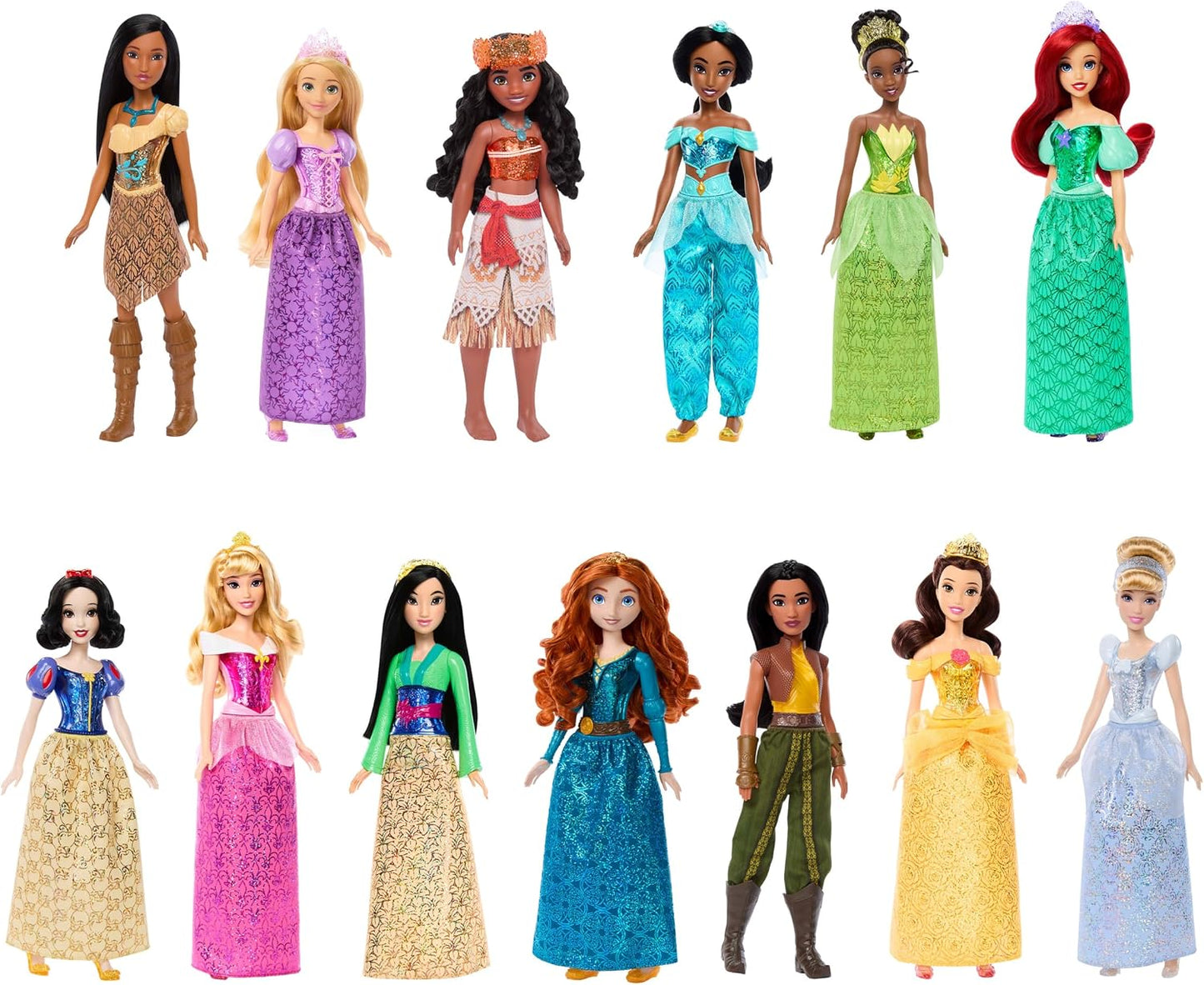 Mattel Conjunto Disney Princess Ultimate Princess com 13 Bonecas Fashion | 13 Bonecas Articuladas com Roupas e Acessórios Brilhantes e Característicos, Inspiradas nos Filmes da Disney, JFC43