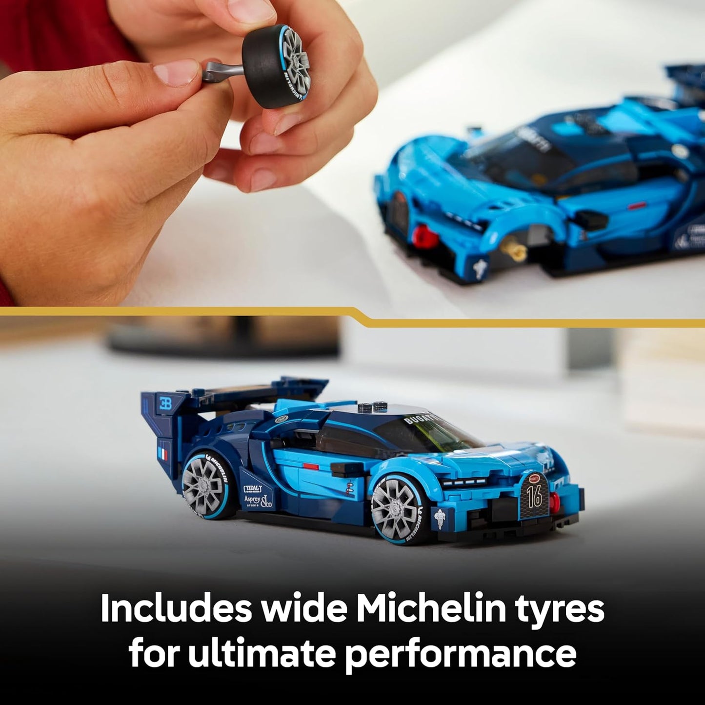 LEGO Speed Champions Bugatti Vision GT Hyper Sports Car - Kit de Montagem com Minifigura Colecionável de Piloto - Ótima Ideia de Presente para Meninos a partir de 9 Anos e Fãs de Automobilismo - 77253