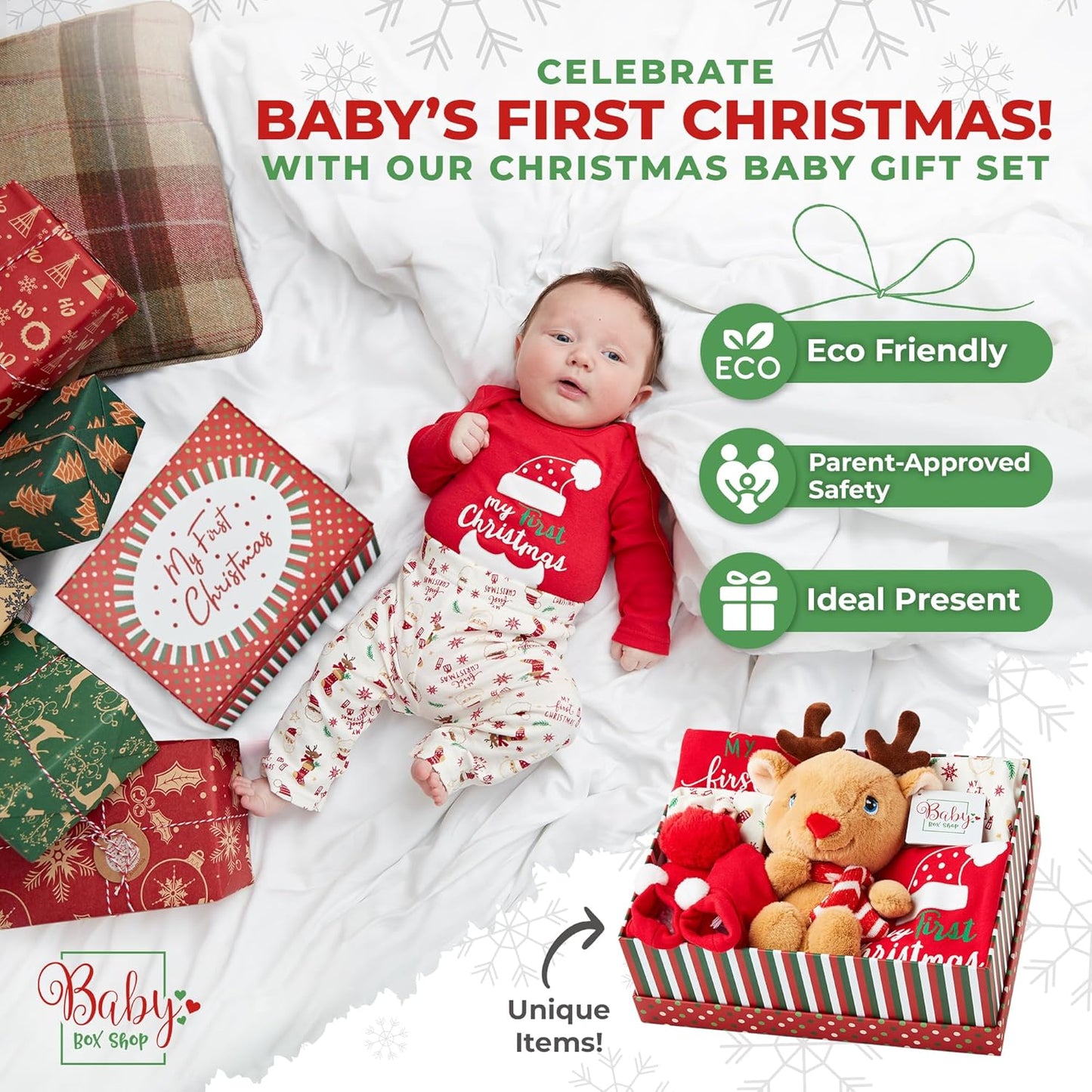 Primeiro Natal do bebê - 1º Natal Cesta de Bebê, Meu Primeiro Natal Menino e Menina - Primeiro Natal do Bebê Cesta de Natal do Bebê, Primeiro Natal do Bebê,