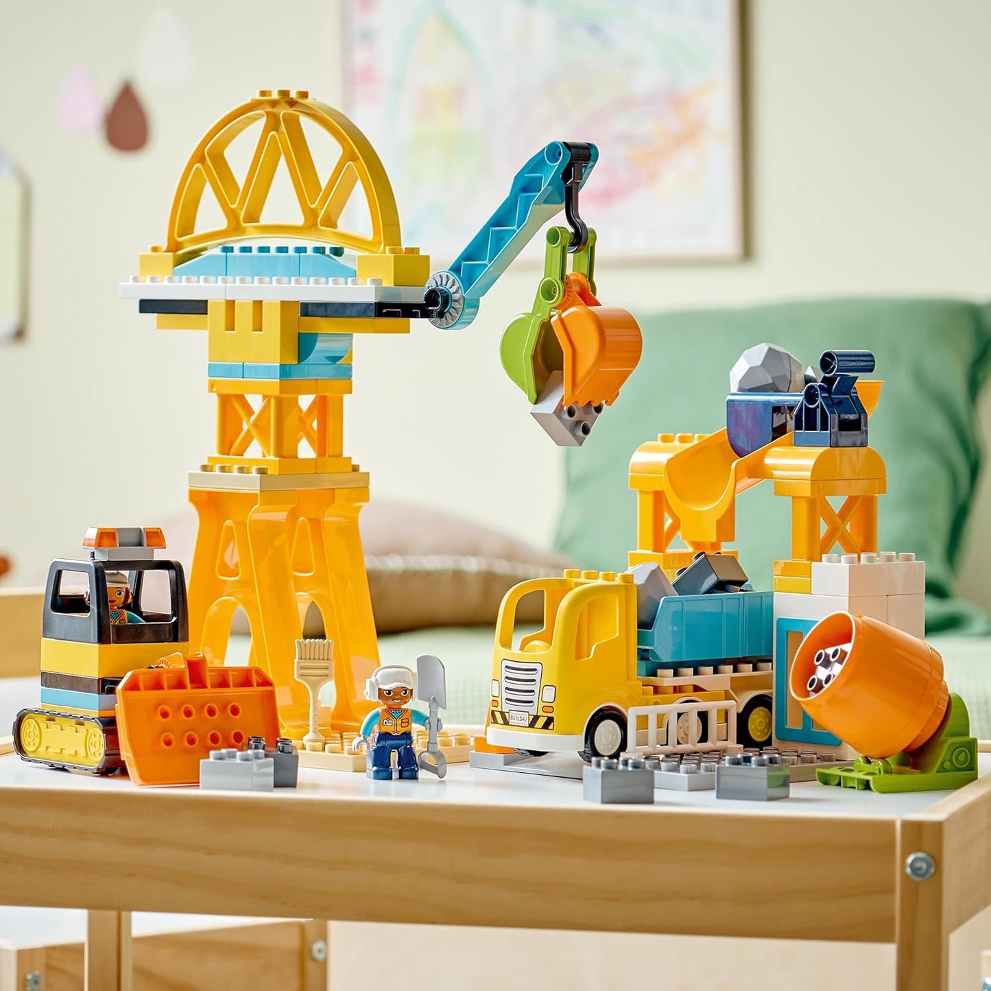 LEGO DUPLO 3 em 1 Canteiro de Obras e Veículos - Brinquedo Educativo para Desenvolvimento da Coordenação Motora Fina de Crianças Pequenas - Inclui Caminhões, Guindastes e Escavadeiras - Presente de Aniversário para Meninos e Meninas