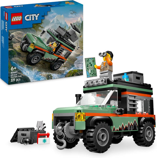 LEGO Conjunto de brinquedos para caminhão de montanha off-road 4x4 City - Brinquedos de construção para meninos e meninas com mais de 6 anos - Ideias divertidas de presentes para aniversários e feriados - Incl. uma minifigura e acessórios