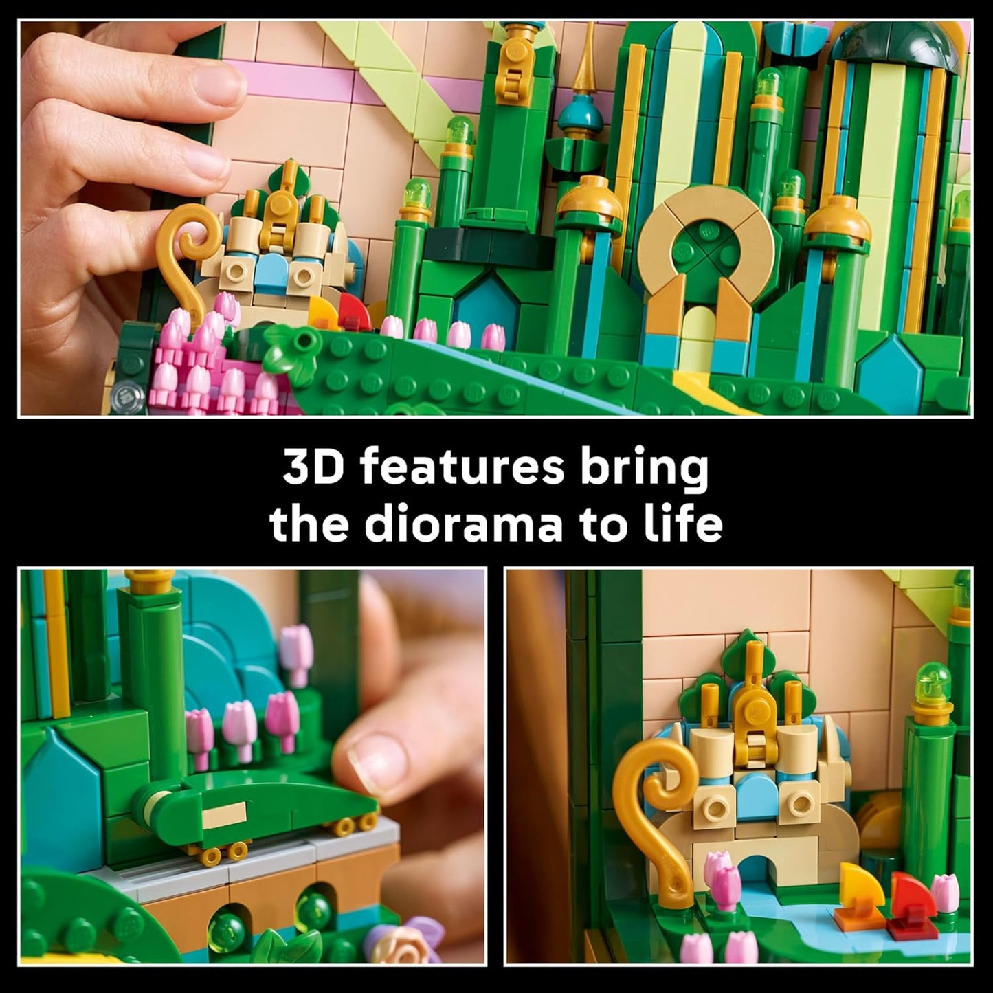 LEGO Wicked Emerald City Arte de Parede - Conjunto de Construção 3D para Adultos - Modelo de Exibição com 6 Minifiguras, incluindo Dorothy e uma Figura do Cão Toto - Decoração DIY para Casa - Presente para Fãs do Filme - 75685
