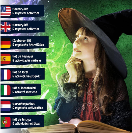 Science4you Wizard Science para crianças de 8 anos ou mais - Conjunto de mágica com 19 atividades: Faça uma bola de cristal e use seus acessórios mágicos, Jogo de mágica com varinha mágica - Kits educacionais de ciências