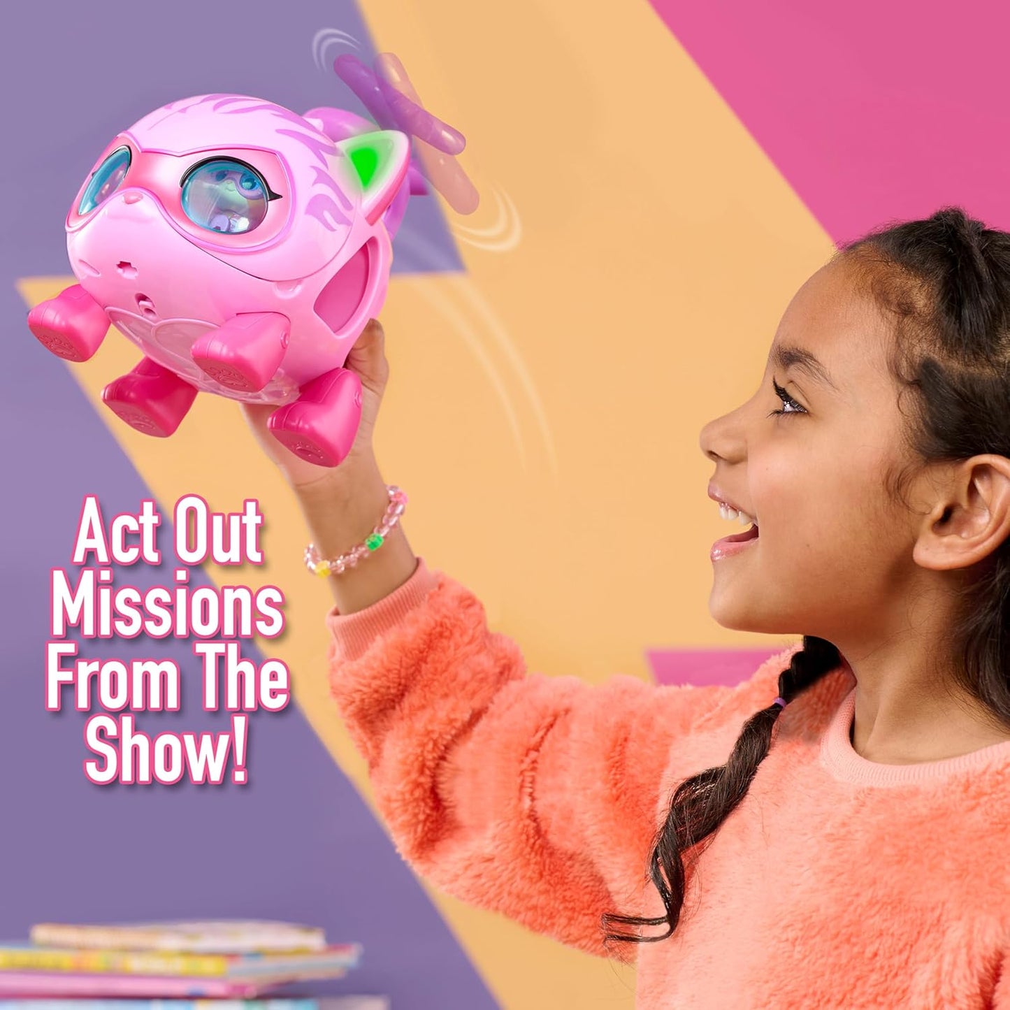 Just Play Disney Junior SuperKitties Su-Purr Wild Kitty Copter com Luzes e Sons, 3 Peças, Figuras Articuladas, Brinquedo para Fãs, Meninas e Crianças a partir de 3 Anos