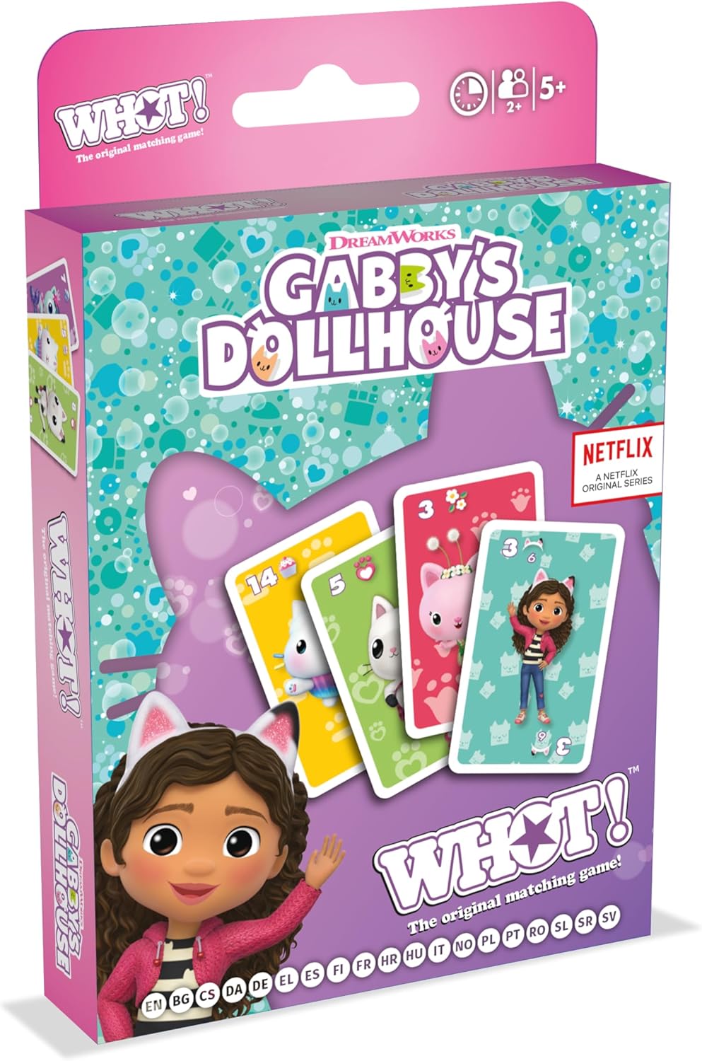 Waddingtons Number 1 Casa de Bonecas da Gabby WHOT! - Jogo de Cartas de Combinação para Crianças a partir de 5 anos, para 2 a 6 jogadores. Jogo de Combinação e Percepção de Cartas - Presente para Crianças a partir de 5 anos.