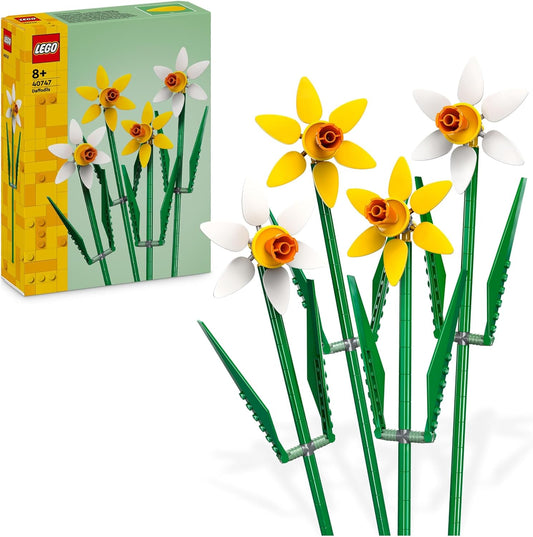 LEGO Criador de narcisos, conjunto de flores artificiais para crianças, construa e exiba este buquê em casa como decoração de quarto ou mesa, presentes para meninas, meninos, adolescentes e fãs 40747