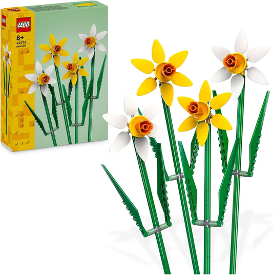 LEGO Narcisos Fabricante, Juego de Flores Artificiales para Niños, Construye y Exhibe Este Ramo en Casa como Decoración de Habitación o Mesa, Regalos para Niñas, Niños, Adolescentes y Fanáticos 40747