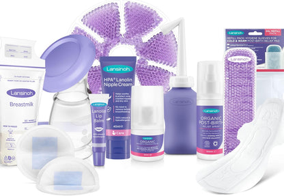 Lansinoh Kit para Bolsa de Maternidade - 13 Produtos Essenciais para o Pós-Parto e Amamentação - Presentes para Novas Mamães