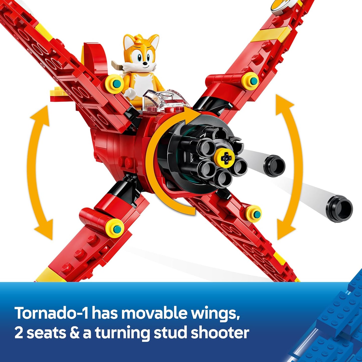LEGO Brinquedo Sonic the Hedgehog: Avião Tornado do Tails – Inclui figura Badnik, minifigura do Tails e Esmeralda do Caos – Presente gamer para meninos e meninas a partir de 8 anos – 77119